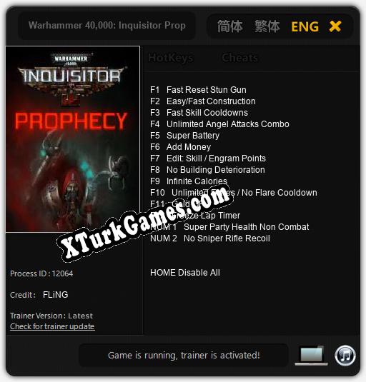 Warhammer 40,000: Inquisitor Prophecy: Trainer’ı (V1.0.8)