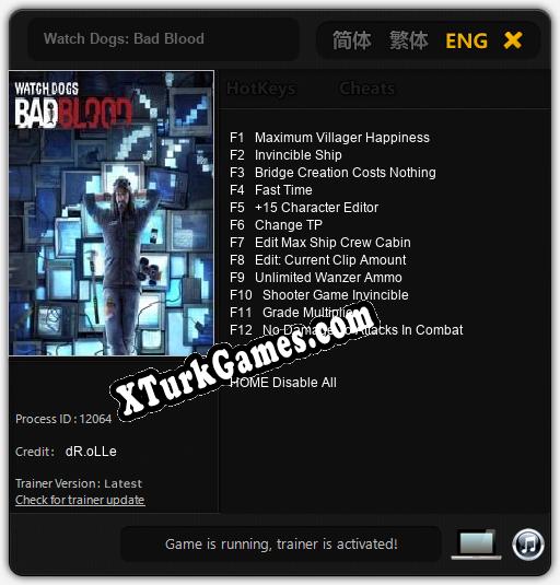 Watch Dogs: Bad Blood: Trainer’ı (V1.0.80)