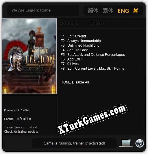 We Are Legion: Rome: Trainer’ı (V1.0.48)