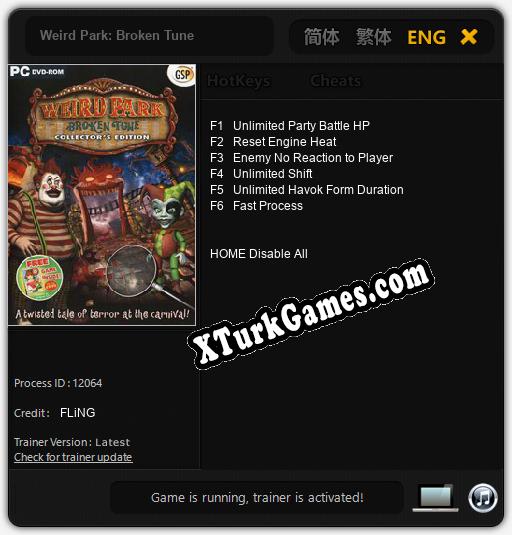 İçin Trainer’ı Çıktı Weird Park: Broken Tune [v1.0.2]