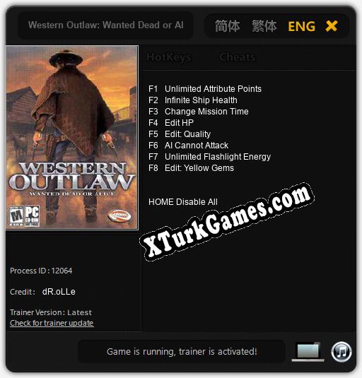 Western Outlaw: Wanted Dead or Alive: Trainer’ı (V1.0.12)
