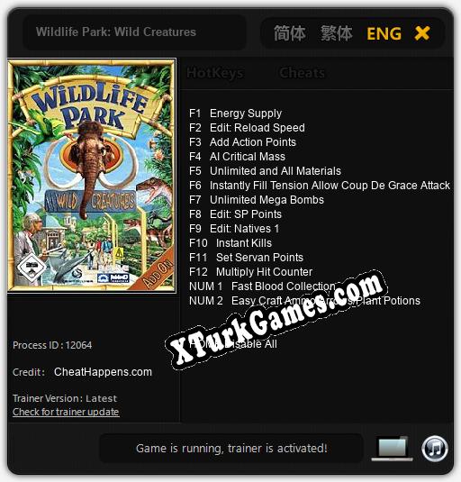 İçin Trainer’ı Çıktı Wildlife Park: Wild Creatures [v1.0.6]