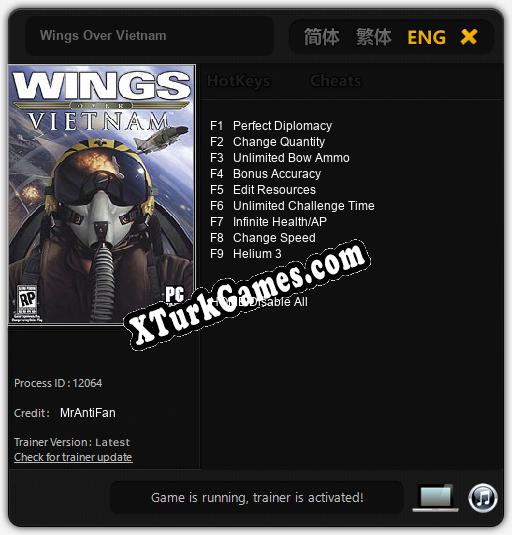 İçin Trainer’ı Çıktı Wings Over Vietnam [v1.0.3]