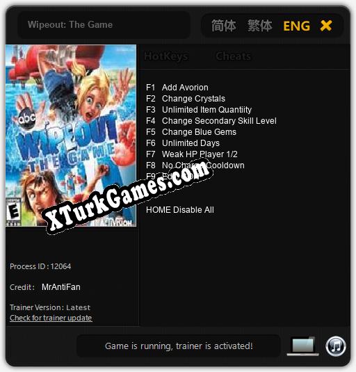Wipeout: The Game: Trainer +9 [v1.3]