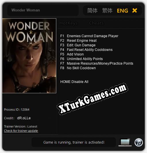 Wonder Woman: Trainer +8 [v1.8]