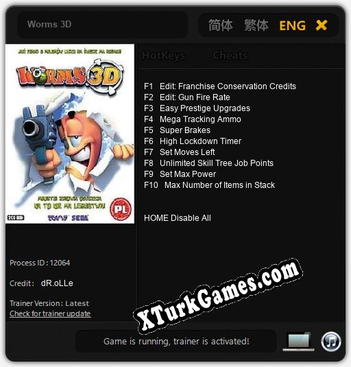 İçin Trainer’ı Çıktı Worms 3D [v1.0.7]