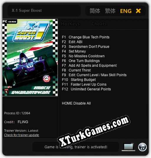 X-1 Super Boost: Trainer +12 [v1.4]