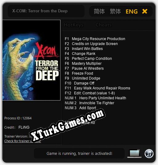 İçin Trainer’ı Çıktı X-COM: Terror from the Deep [v1.0.3]