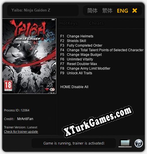 Yaiba: Ninja Gaiden Z: Trainer +9 [v1.9]