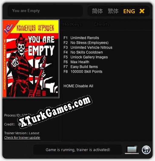 You are Empty: Trainer +8 [v1.7]