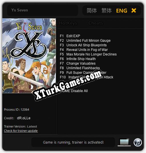 Ys Seven: Trainer’ı (V1.0.37)
