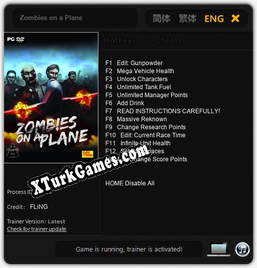 Zombies on a Plane: Trainer’ı (V1.0.9)