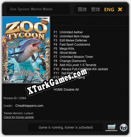 İçin Trainer’ı Çıktı Zoo Tycoon: Marine Mania [v1.0.2]