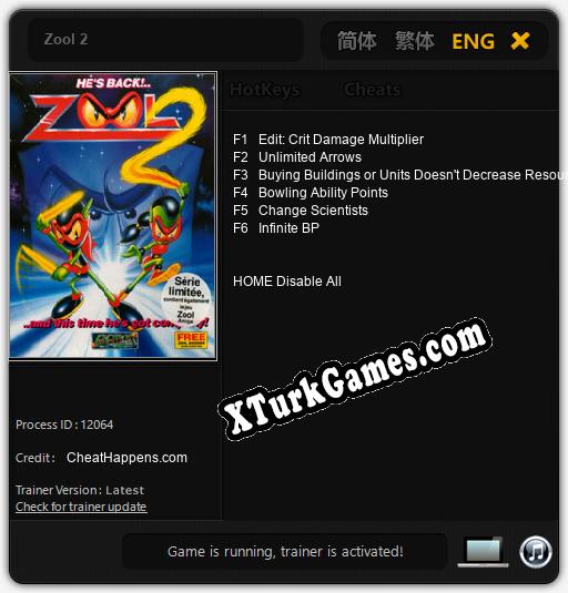 Zool 2: Trainer’ı (V1.0.49)